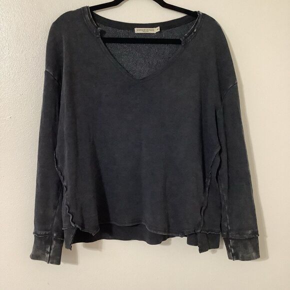 Chance or Fate Distressed Grunge Utility Oversized Slouchy V Neck Sweatshirt L - Picture 1 of 10
